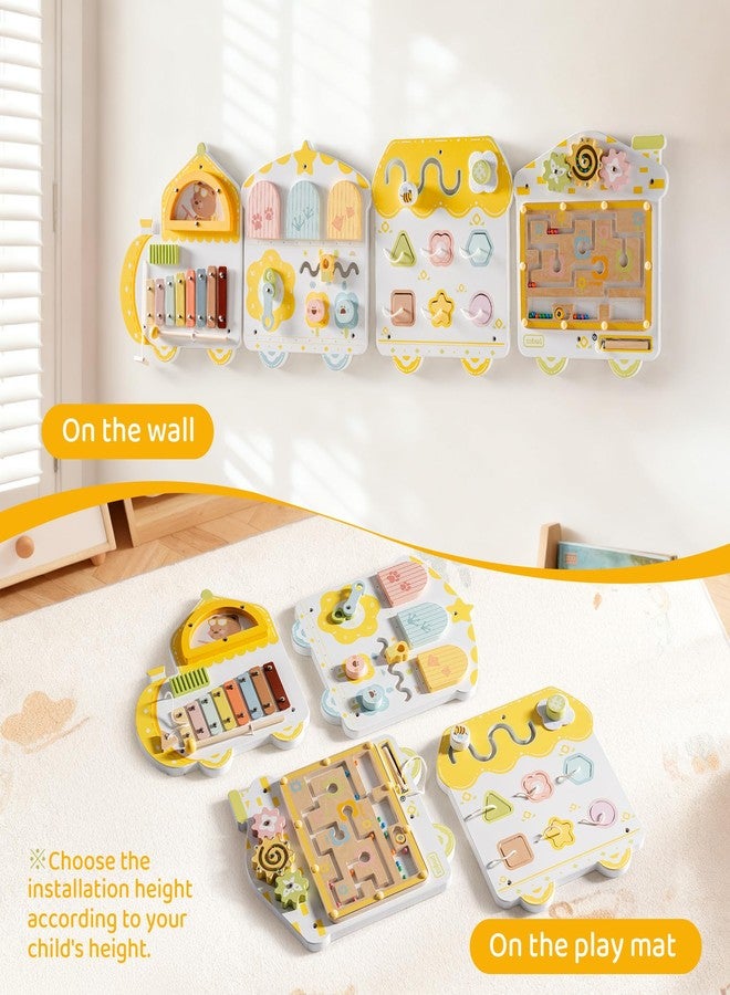 ROBUD Activity Wall Busy Board, Spring Train Montessori Busy Board, 12-in-1 Wooden Sensory Wall Panel, Montessori Sensory Wall Panel for Boys & Girls, Ideal for Toddler Playroom Nursery Classroom - Image 5